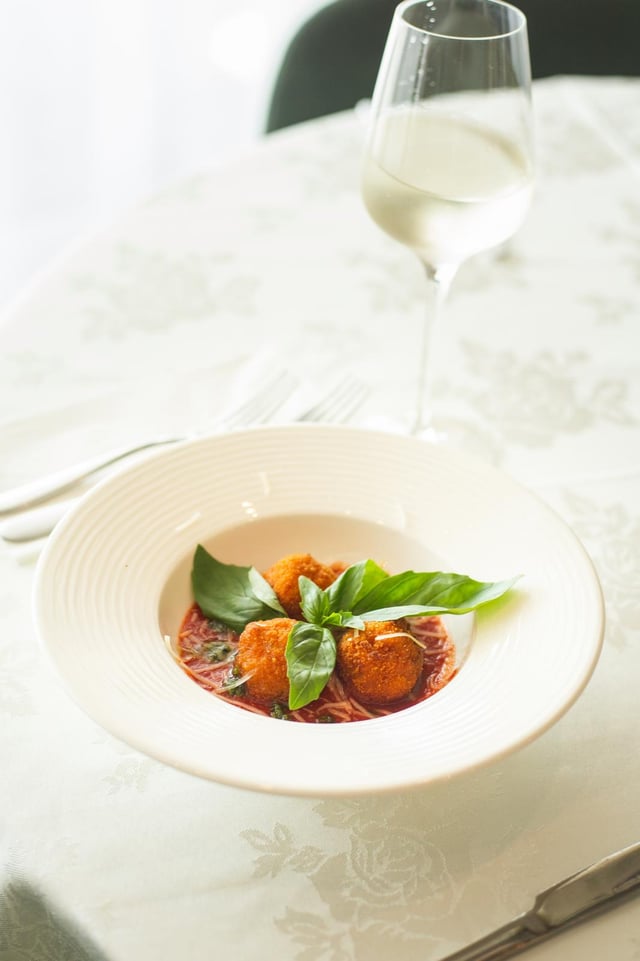 Arancini, a Sunday Roast starter option, at Luna Rossa
