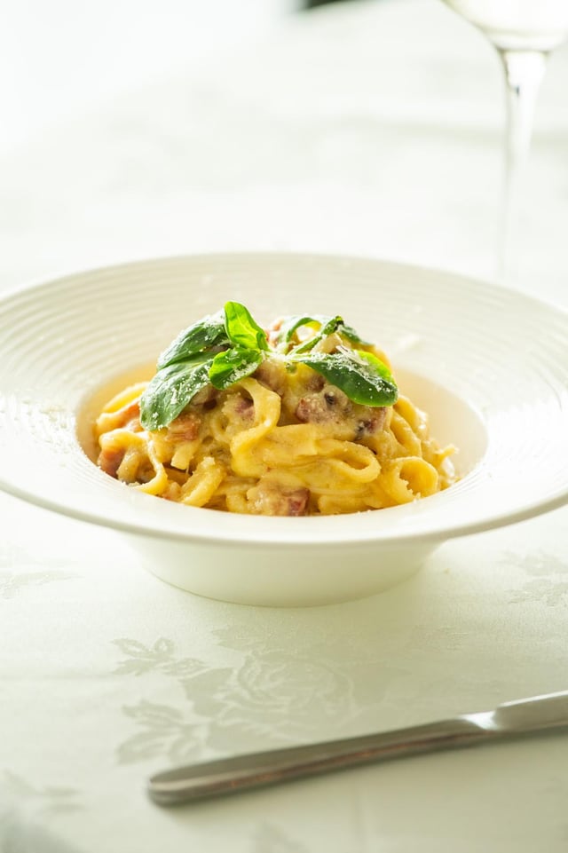 Tagliatelle in a creamy basil sauce